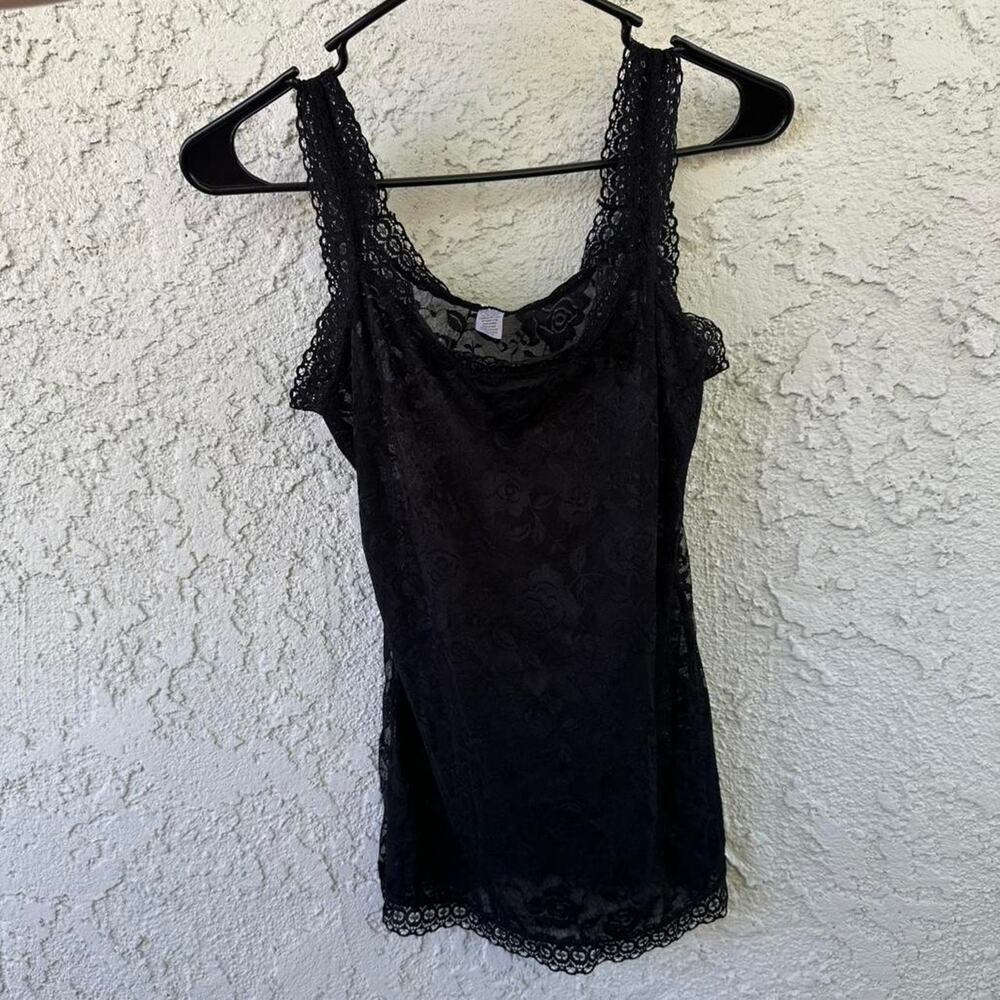 Y2k black lace tank top
